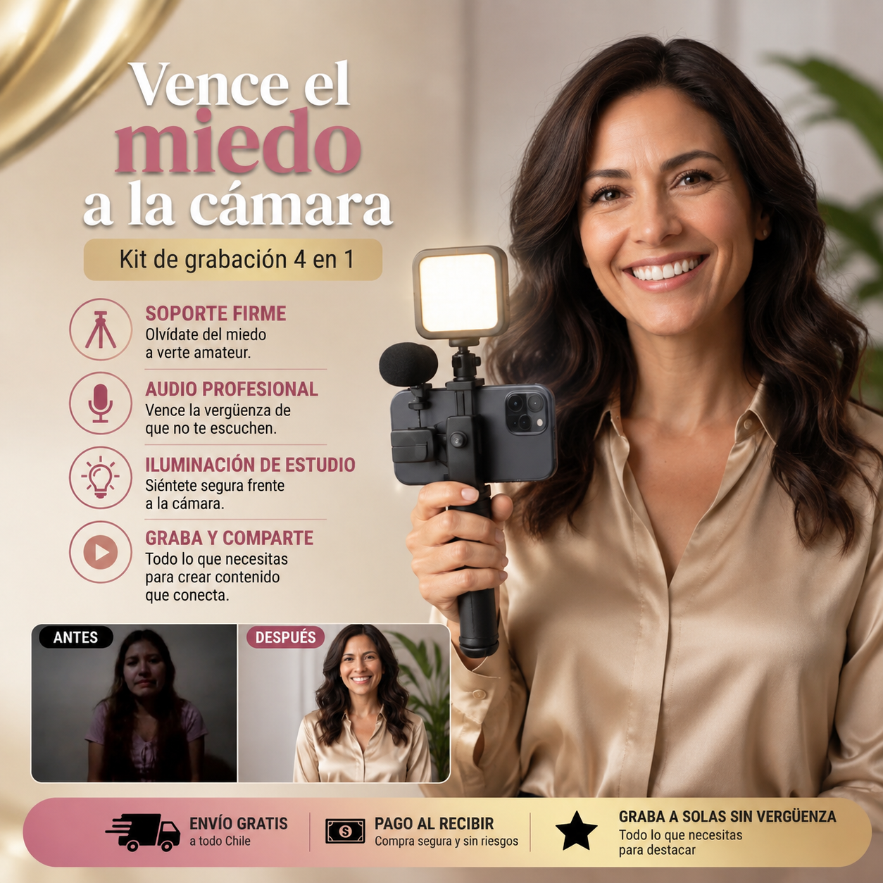 Vence el miedo a la cámara- Kit de Grabación 4 en 1