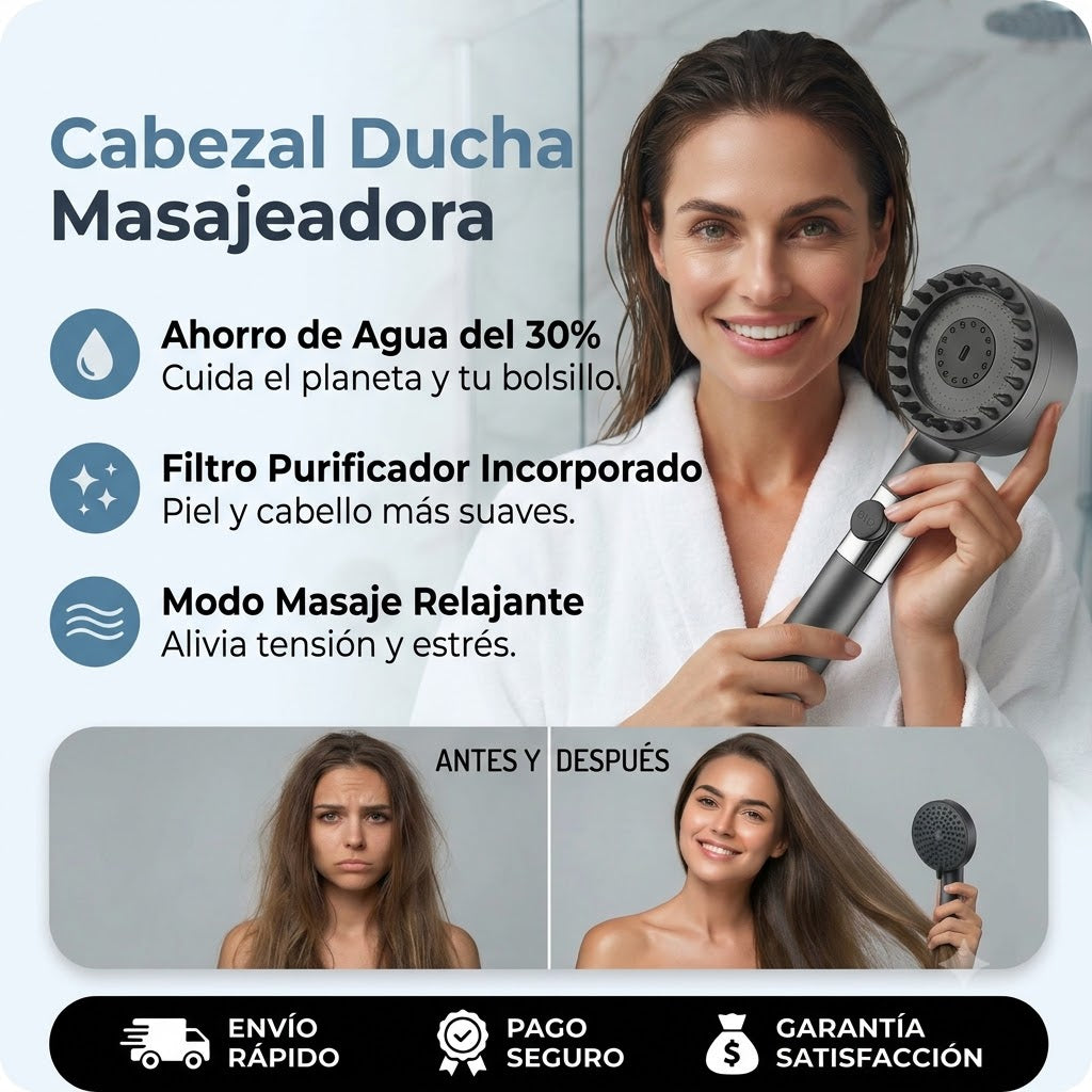 Cabezal de ducha masajeadora 3 en 1