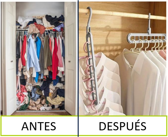 Ahorra el 50% de espacio en tu closet Colgador 9 en 1